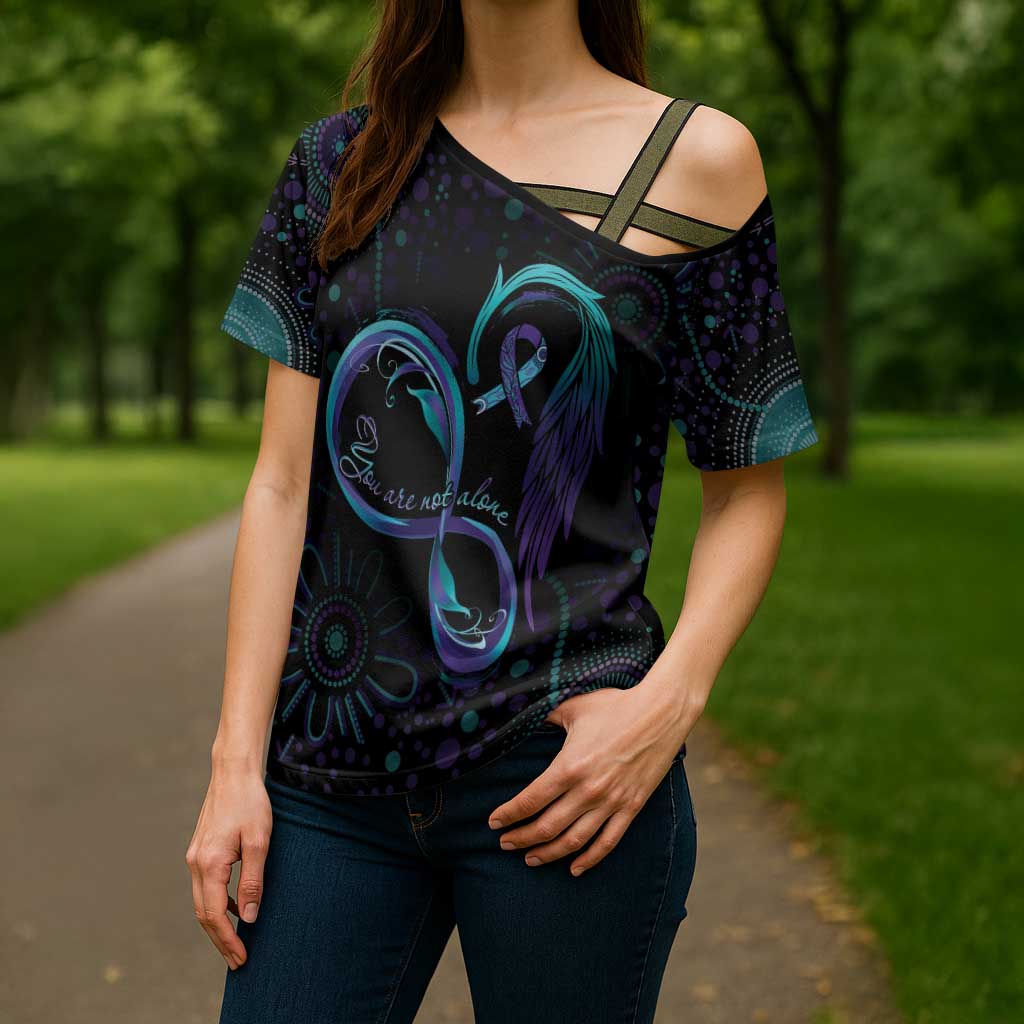Personalized Australia Indigenous Infinity Heart Cross Shoulder Shirt Purple Teal Ribbon You Are Not Alone - Aussie Hoodie