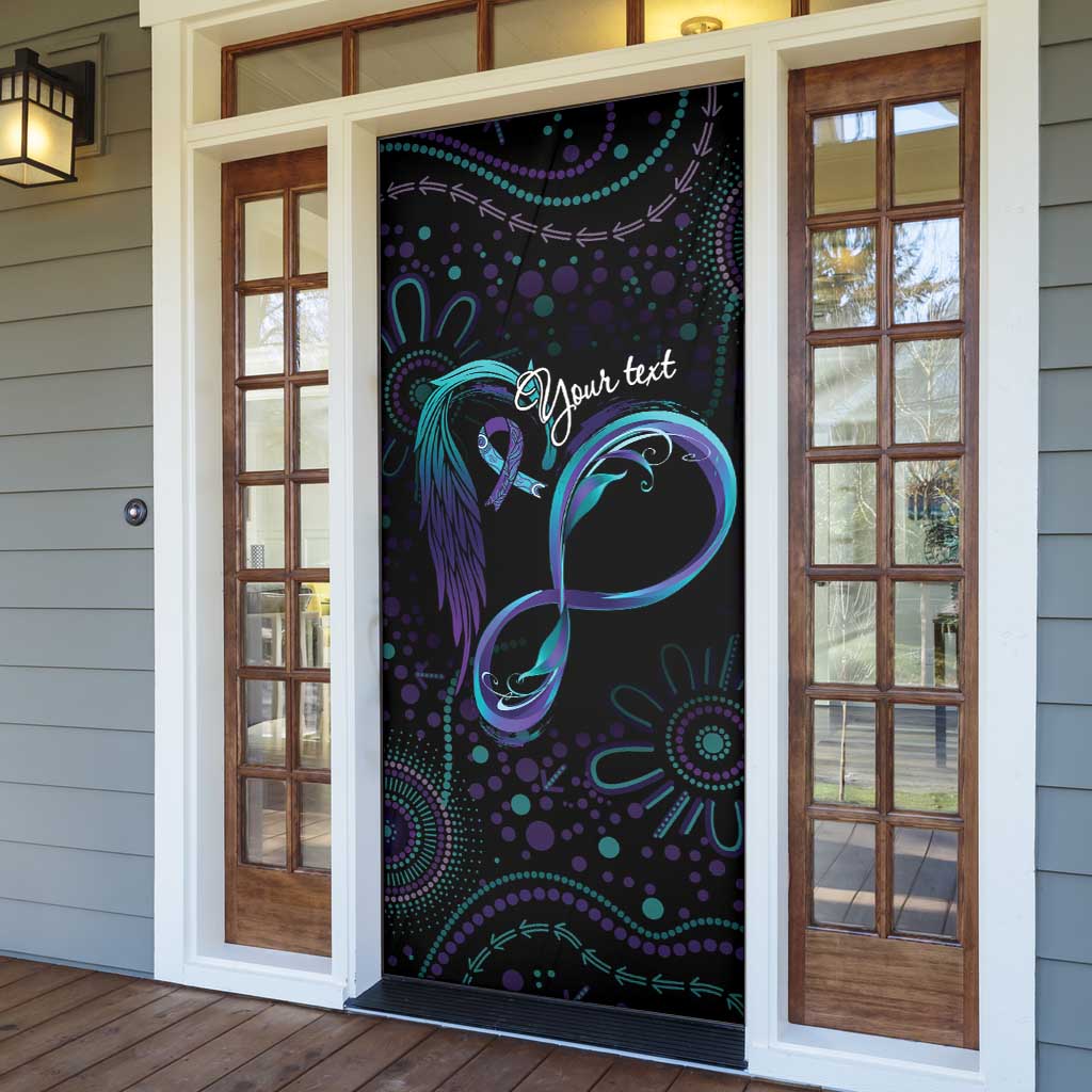 Personalized Australia Indigenous Infinity Heart Door Cover Purple Teal Ribbon You Are Not Alone - Aussie Hoodie