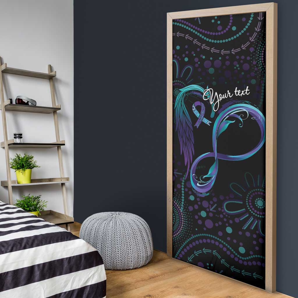 Personalized Australia Indigenous Infinity Heart Door Cover Purple Teal Ribbon You Are Not Alone - Aussie Hoodie