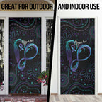 Personalized Australia Indigenous Infinity Heart Door Cover Purple Teal Ribbon You Are Not Alone - Aussie Hoodie