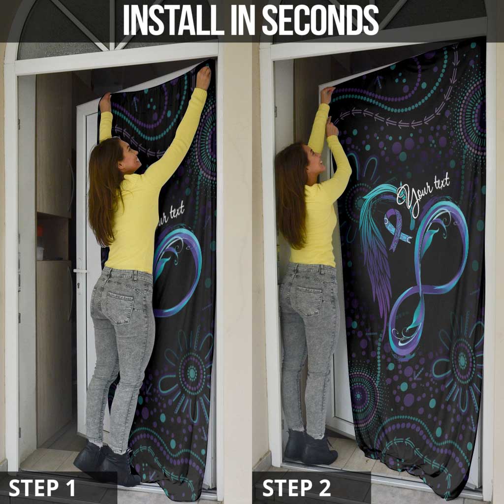 Personalized Australia Indigenous Infinity Heart Door Cover Purple Teal Ribbon You Are Not Alone - Aussie Hoodie