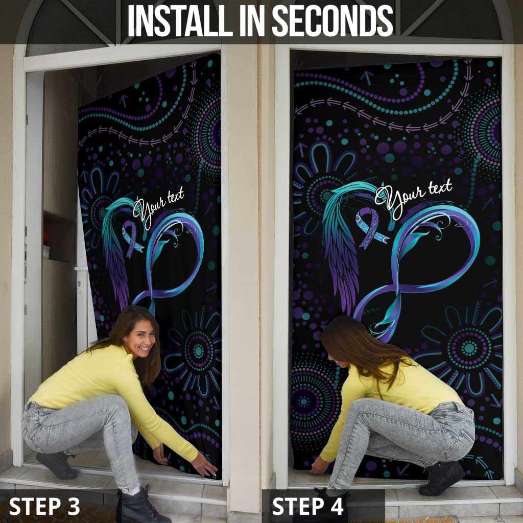 Personalized Australia Indigenous Infinity Heart Door Cover Purple Teal Ribbon You Are Not Alone - Aussie Hoodie