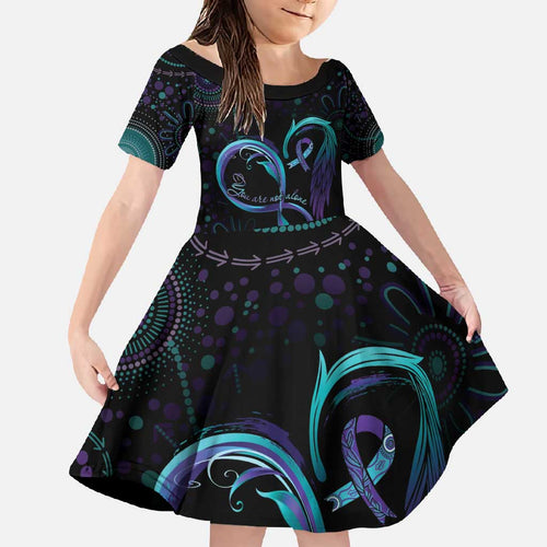 Personalized Australia Indigenous Infinity Heart Family Matching Mermaid Dress and Hawaiian Shirt Purple Teal Ribbon You Are Not Alone - Aussie Hoodie