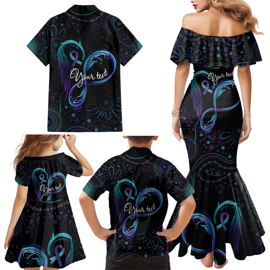 Personalized Australia Indigenous Infinity Heart Family Matching Mermaid Dress and Hawaiian Shirt Purple Teal Ribbon You Are Not Alone - Aussie Hoodie