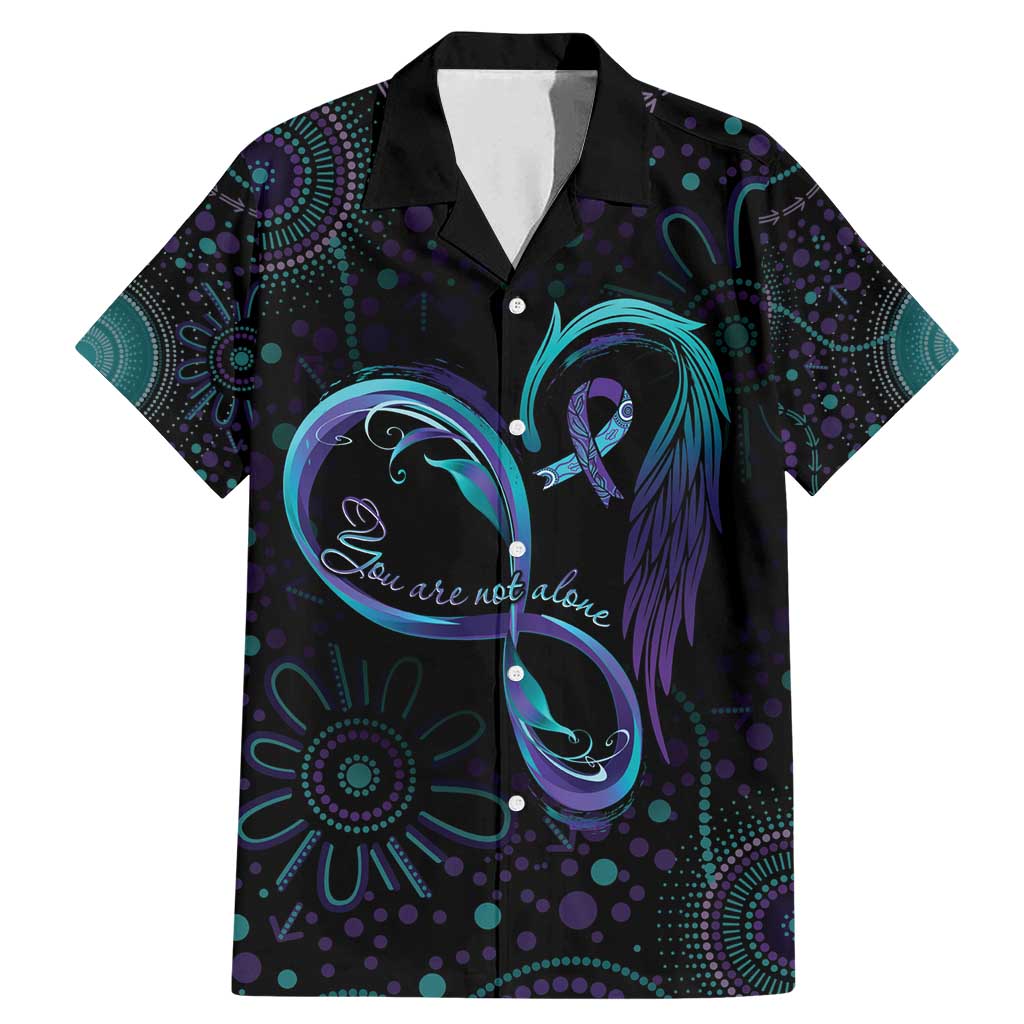 Personalized Australia Indigenous Infinity Heart Family Matching Mermaid Dress and Hawaiian Shirt Purple Teal Ribbon You Are Not Alone - Aussie Hoodie
