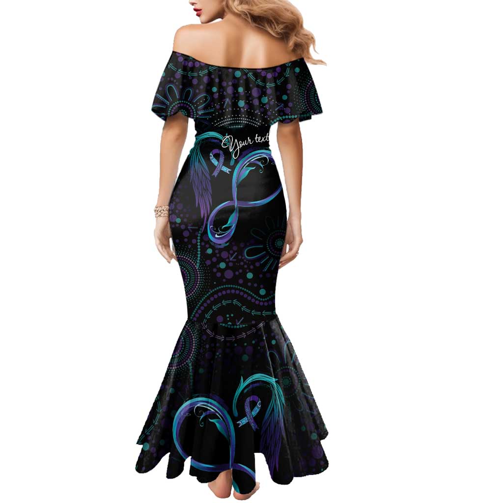 Personalized Australia Indigenous Infinity Heart Family Matching Mermaid Dress and Hawaiian Shirt Purple Teal Ribbon You Are Not Alone - Aussie Hoodie