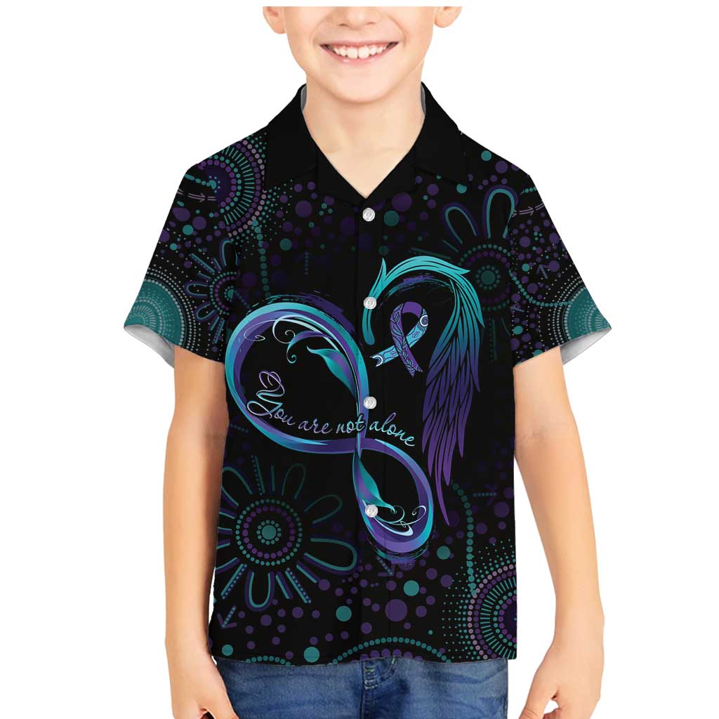 Personalized Australia Indigenous Infinity Heart Family Matching Mermaid Dress and Hawaiian Shirt Purple Teal Ribbon You Are Not Alone - Aussie Hoodie