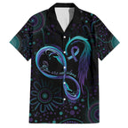 Personalized Australia Indigenous Infinity Heart Family Matching Off The Shoulder Long Sleeve Dress and Hawaiian Shirt Purple Teal Ribbon You Are Not Alone - Aussie Hoodie