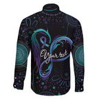 Personalized Australia Indigenous Infinity Heart Family Matching Off The Shoulder Long Sleeve Dress and Hawaiian Shirt Purple Teal Ribbon You Are Not Alone - Aussie Hoodie
