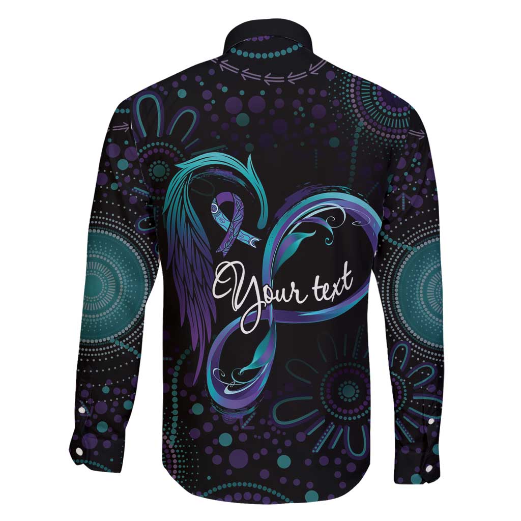 Personalized Australia Indigenous Infinity Heart Family Matching Off Shoulder Maxi Dress and Hawaiian Shirt Purple Teal Ribbon You Are Not Alone - Aussie Hoodie