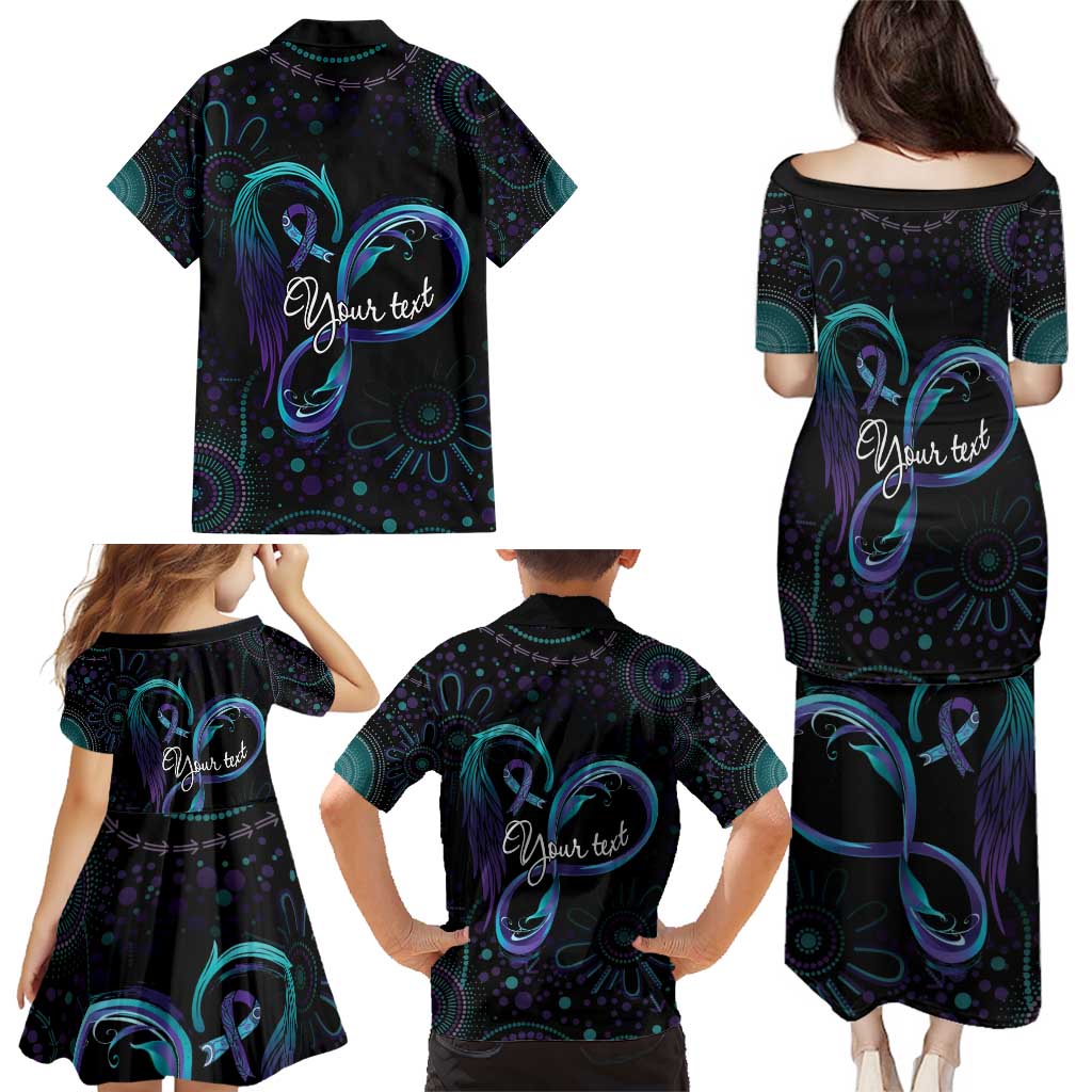 Personalized Australia Indigenous Infinity Heart Family Matching Puletasi and Hawaiian Shirt Purple Teal Ribbon You Are Not Alone - Aussie Hoodie
