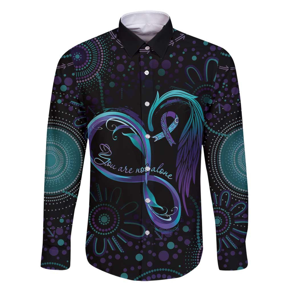 Personalized Australia Indigenous Infinity Heart Family Matching Puletasi and Hawaiian Shirt Purple Teal Ribbon You Are Not Alone - Aussie Hoodie
