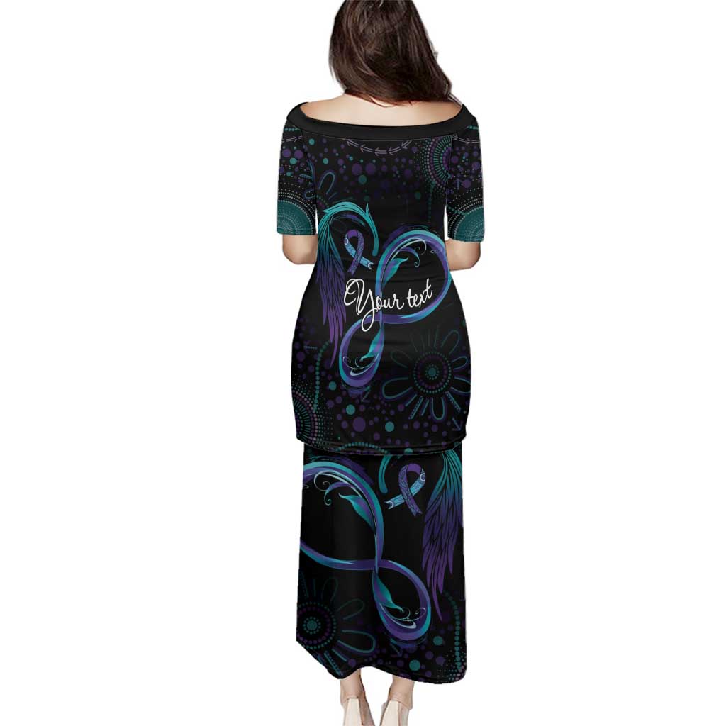 Personalized Australia Indigenous Infinity Heart Family Matching Puletasi and Hawaiian Shirt Purple Teal Ribbon You Are Not Alone - Aussie Hoodie