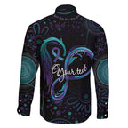 Personalized Australia Indigenous Infinity Heart Family Matching Short Sleeve Bodycon Dress and Hawaiian Shirt Purple Teal Ribbon You Are Not Alone - Aussie Hoodie