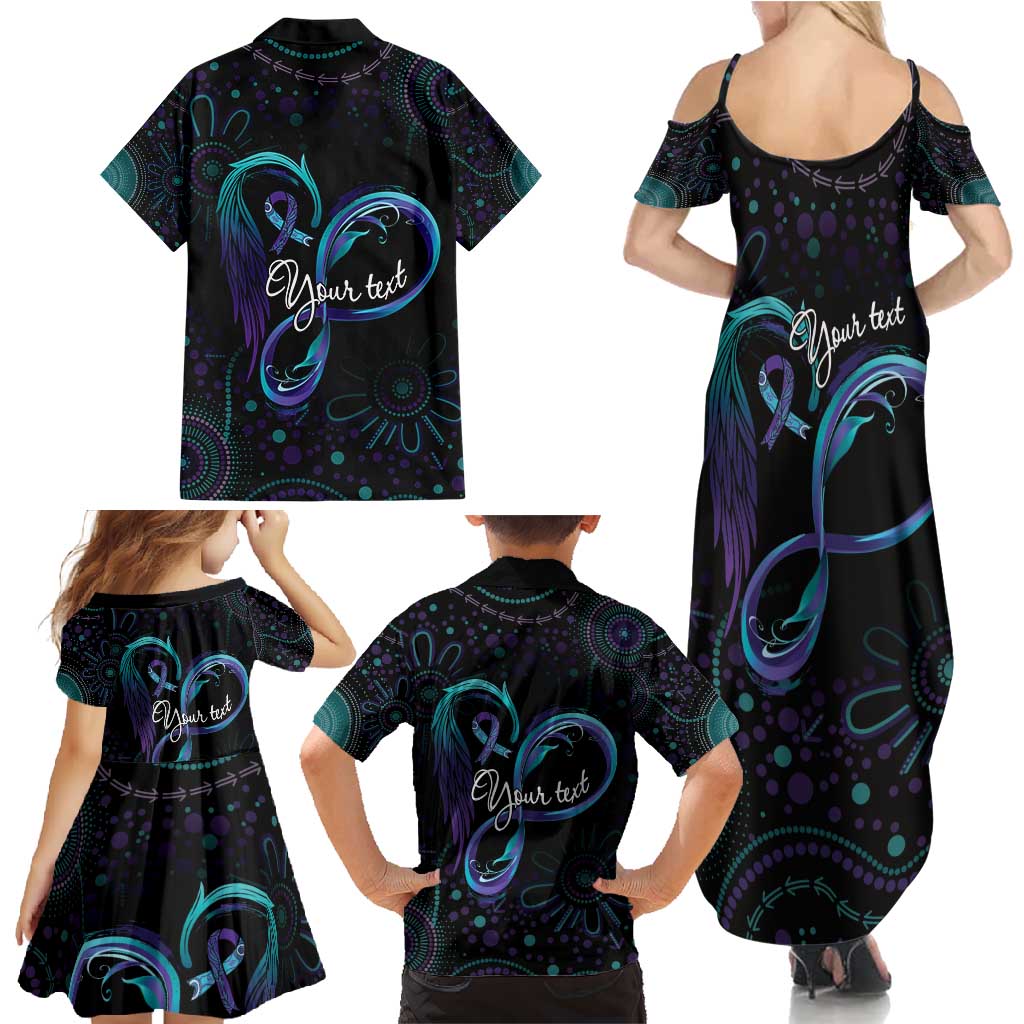 Personalized Australia Indigenous Infinity Heart Family Matching Summer Maxi Dress and Hawaiian Shirt Purple Teal Ribbon You Are Not Alone - Aussie Hoodie
