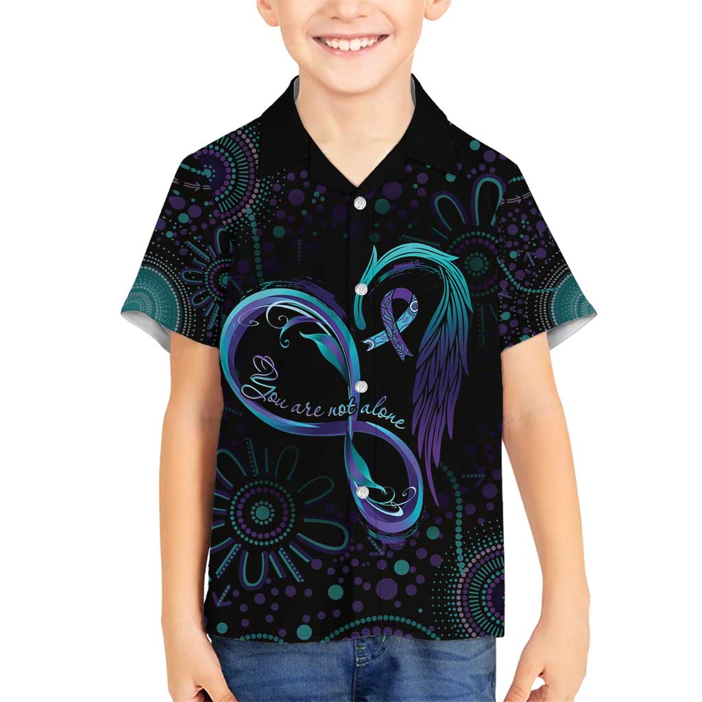 Personalized Australia Indigenous Infinity Heart Family Matching Summer Maxi Dress and Hawaiian Shirt Purple Teal Ribbon You Are Not Alone - Aussie Hoodie
