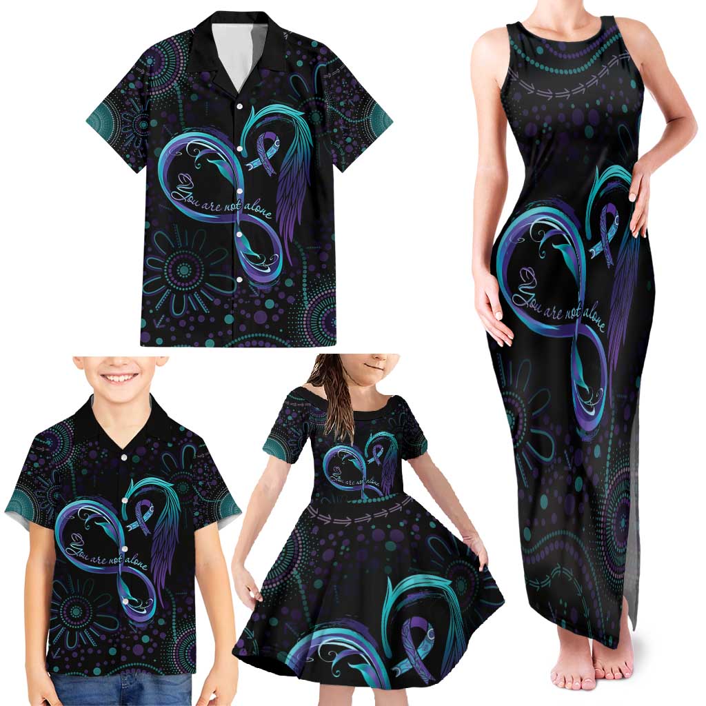 Personalized Australia Indigenous Infinity Heart Family Matching Tank Maxi Dress and Hawaiian Shirt Purple Teal Ribbon You Are Not Alone - Aussie Hoodie