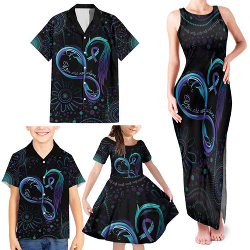 Personalized Australia Indigenous Infinity Heart Family Matching Tank Maxi Dress and Hawaiian Shirt Purple Teal Ribbon You Are Not Alone - Aussie Hoodie