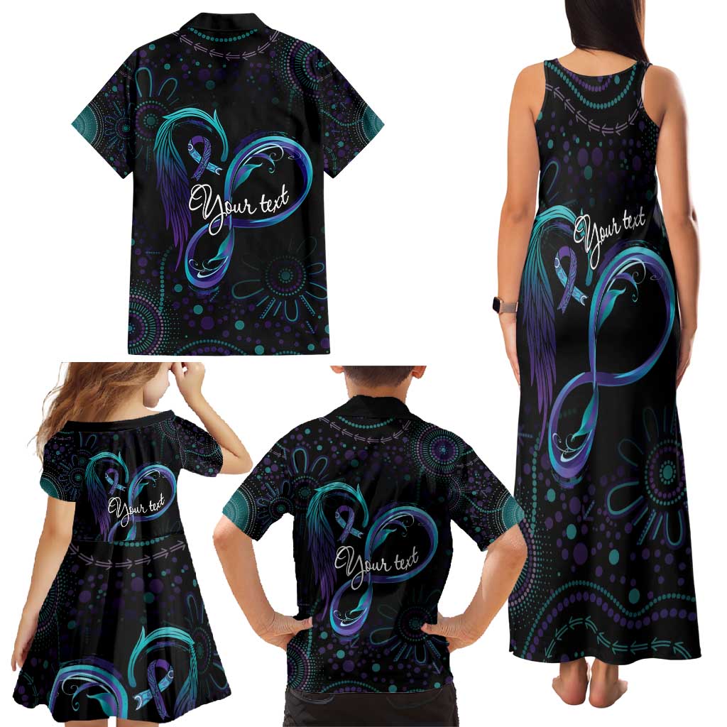 Personalized Australia Indigenous Infinity Heart Family Matching Tank Maxi Dress and Hawaiian Shirt Purple Teal Ribbon You Are Not Alone - Aussie Hoodie