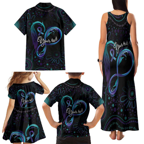 Personalized Australia Indigenous Infinity Heart Family Matching Tank Maxi Dress and Hawaiian Shirt Purple Teal Ribbon You Are Not Alone - Aussie Hoodie