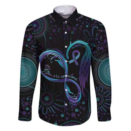 Personalized Australia Indigenous Infinity Heart Family Matching Tank Maxi Dress and Hawaiian Shirt Purple Teal Ribbon You Are Not Alone - Aussie Hoodie
