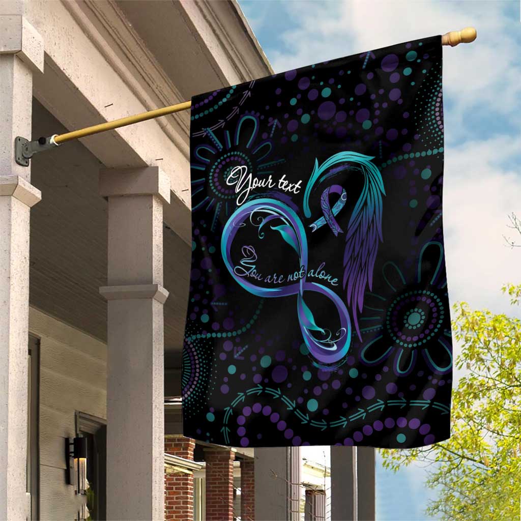 Personalized Australia Indigenous Infinity Heart Garden Flag Purple Teal Ribbon You Are Not Alone - Aussie Hoodie