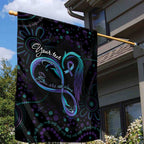 Personalized Australia Indigenous Infinity Heart Garden Flag Purple Teal Ribbon You Are Not Alone - Aussie Hoodie