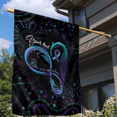 Personalized Australia Indigenous Infinity Heart Garden Flag Purple Teal Ribbon You Are Not Alone - Aussie Hoodie
