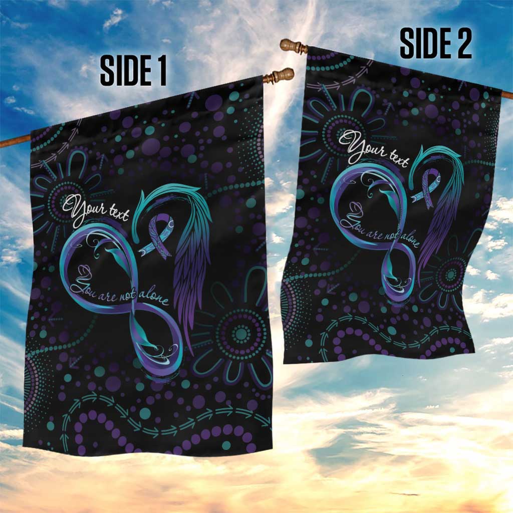 Personalized Australia Indigenous Infinity Heart Garden Flag Purple Teal Ribbon You Are Not Alone - Aussie Hoodie