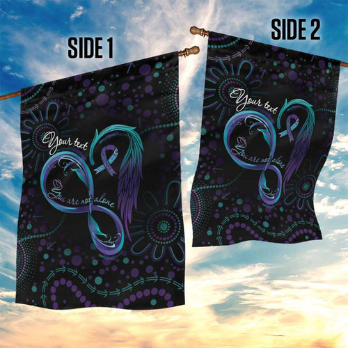 Personalized Australia Indigenous Infinity Heart Garden Flag Purple Teal Ribbon You Are Not Alone - Aussie Hoodie