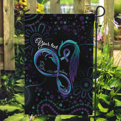 Personalized Australia Indigenous Infinity Heart Garden Flag Purple Teal Ribbon You Are Not Alone - Aussie Hoodie
