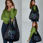 Personalized Australia Indigenous Infinity Heart Grocery Bag Purple Teal Ribbon You Are Not Alone - Aussie Hoodie