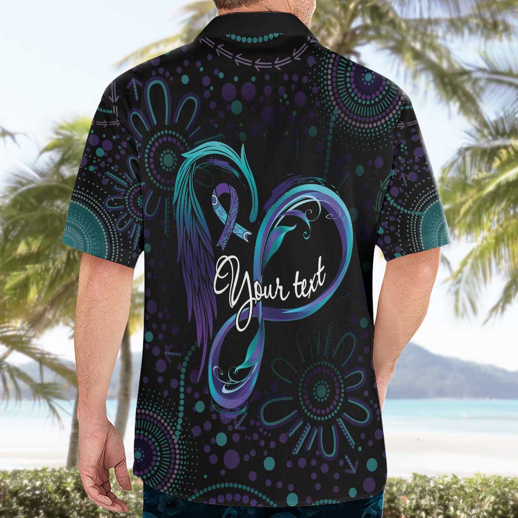 Personalized Australia Indigenous Infinity Heart Hawaiian Shirt Purple Teal Ribbon You Are Not Alone - Aussie Hoodie