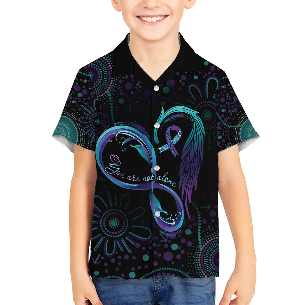 Personalized Australia Indigenous Infinity Heart Hawaiian Shirt Purple Teal Ribbon You Are Not Alone - Aussie Hoodie