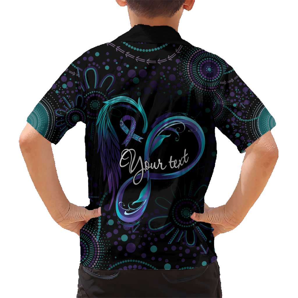 Personalized Australia Indigenous Infinity Heart Hawaiian Shirt Purple Teal Ribbon You Are Not Alone - Aussie Hoodie