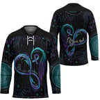 Personalized Australia Indigenous Infinity Heart Hockey Jersey Purple Teal Ribbon You Are Not Alone - Aussie Hoodie