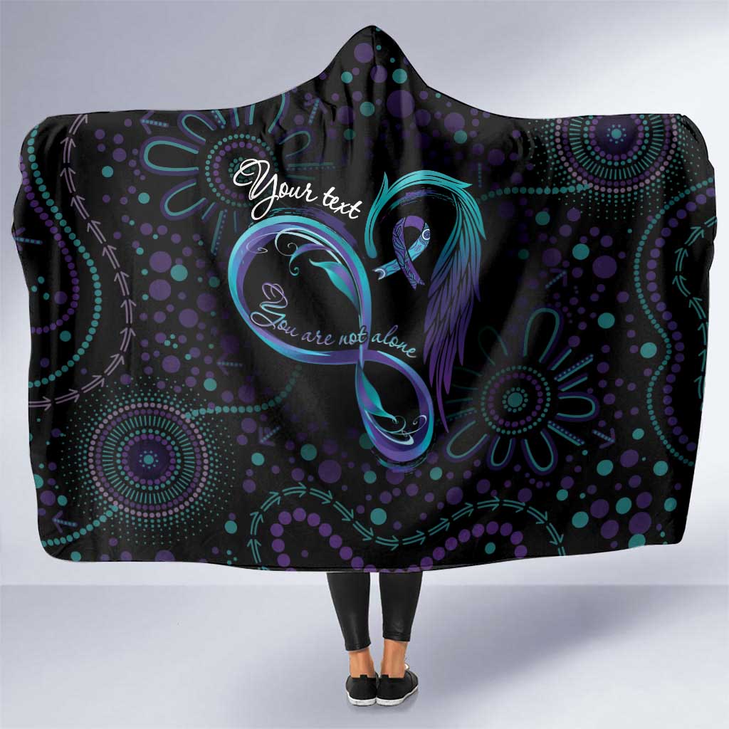 Personalized Australia Indigenous Infinity Heart Hooded Blanket Purple Teal Ribbon You Are Not Alone - Aussie Hoodie