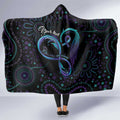 Personalized Australia Indigenous Infinity Heart Hooded Blanket Purple Teal Ribbon You Are Not Alone - Aussie Hoodie