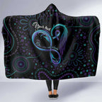 Personalized Australia Indigenous Infinity Heart Hooded Blanket Purple Teal Ribbon You Are Not Alone - Aussie Hoodie