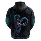 Personalized Australia Indigenous Infinity Heart Hoodie Purple Teal Ribbon You Are Not Alone - Aussie Hoodie