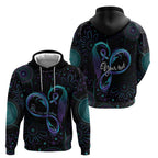 Personalized Australia Indigenous Infinity Heart Hoodie Purple Teal Ribbon You Are Not Alone - Aussie Hoodie
