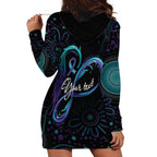 Personalized Australia Indigenous Infinity Heart Hoodie Dress Purple Teal Ribbon You Are Not Alone - Aussie Hoodie