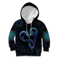 Personalized Australia Indigenous Infinity Heart Kid Hoodie Purple Teal Ribbon You Are Not Alone - Aussie Hoodie