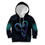 Personalized Australia Indigenous Infinity Heart Kid Hoodie Purple Teal Ribbon You Are Not Alone - Aussie Hoodie