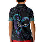 Personalized Australia Indigenous Infinity Heart Kid Polo Shirt Purple Teal Ribbon You Are Not Alone - Aussie Hoodie