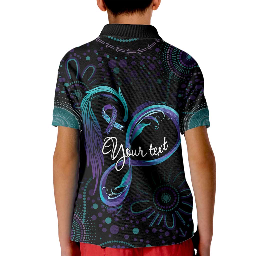 Personalized Australia Indigenous Infinity Heart Kid Polo Shirt Purple Teal Ribbon You Are Not Alone - Aussie Hoodie