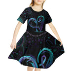 Personalized Australia Indigenous Infinity Heart Kid Short Sleeve Dress Purple Teal Ribbon You Are Not Alone - Aussie Hoodie