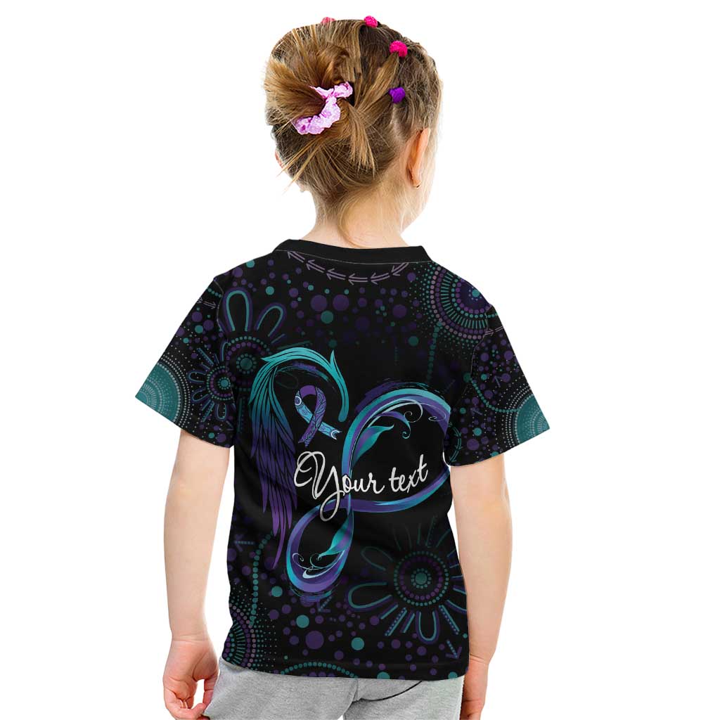 Personalized Australia Indigenous Infinity Heart Kid T Shirt Purple Teal Ribbon You Are Not Alone - Aussie Hoodie