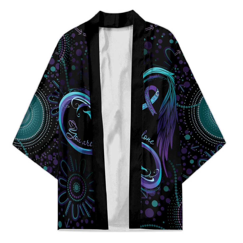 Personalized Australia Indigenous Infinity Heart Kimono Purple Teal Ribbon You Are Not Alone - Aussie Hoodie