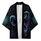 Personalized Australia Indigenous Infinity Heart Kimono Purple Teal Ribbon You Are Not Alone - Aussie Hoodie